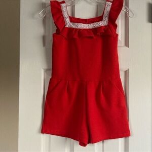Janie and Jack Red and White Jumpsuit